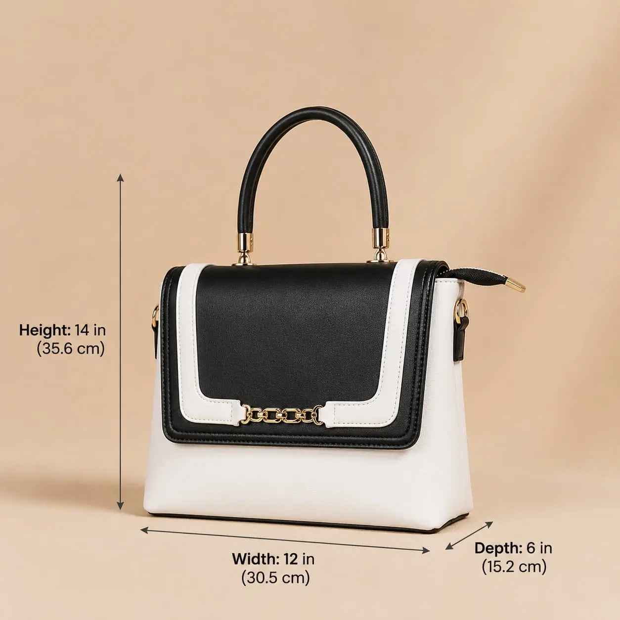 Aurielle Classic White & Black Handbag