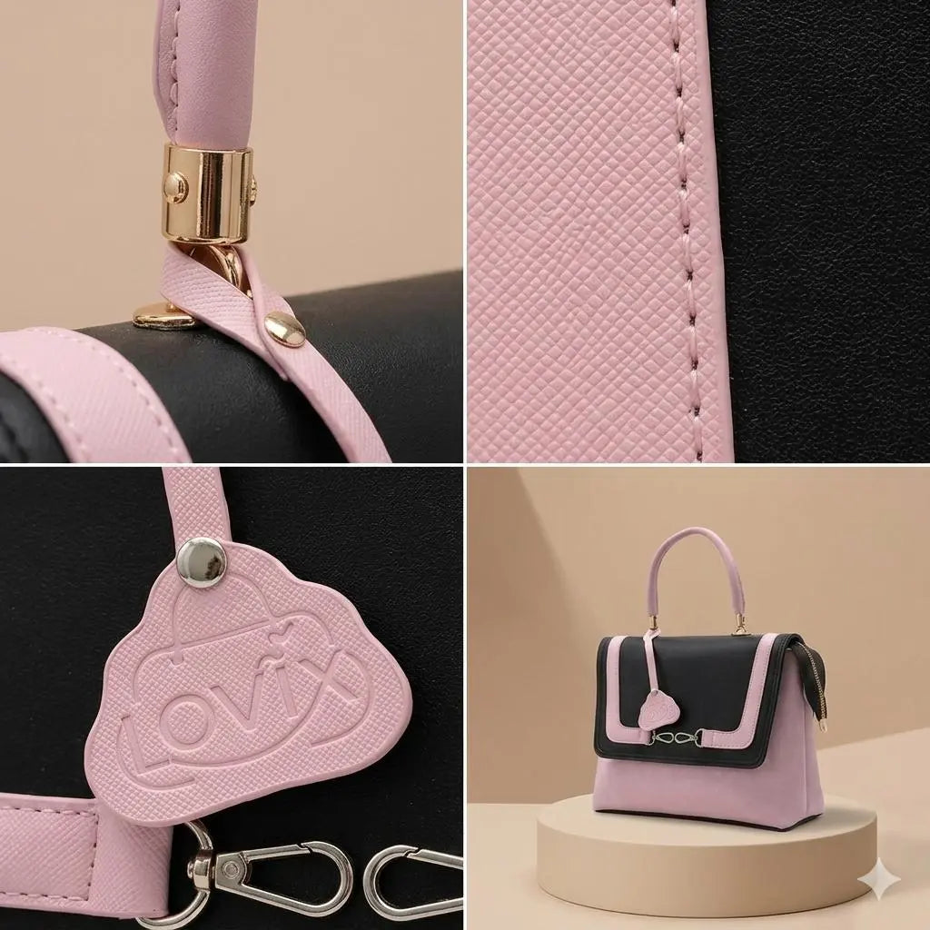 Aurielle Classic Pink & Black Handbag