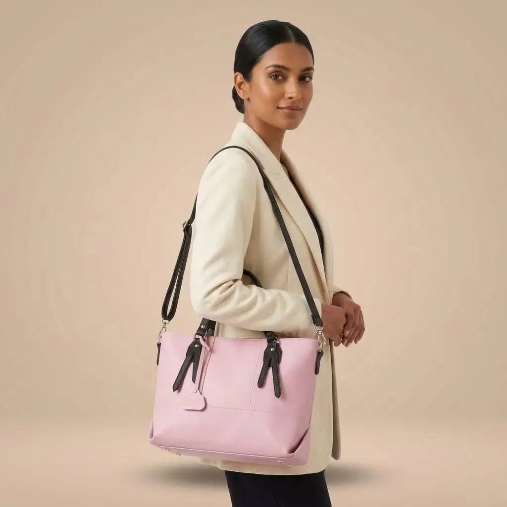 Charm Pink & Black Tote Bag