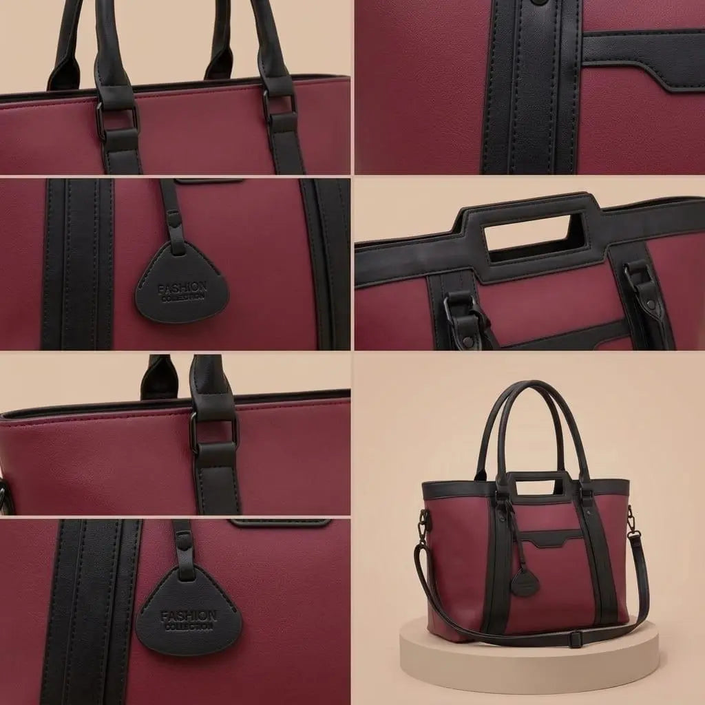 Lovix Maroon & Black Grace Tote Bag