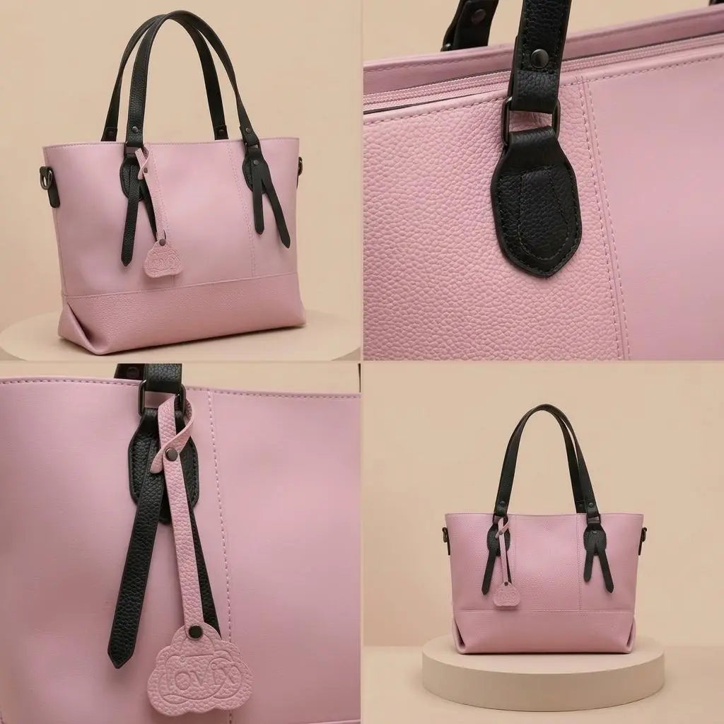Charm Pink & Black Tote Bag