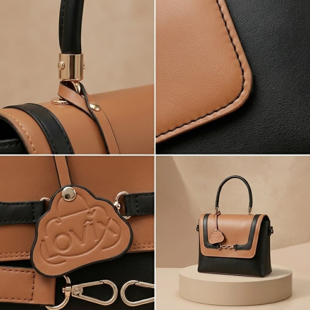 Aurielle Classic Brown & Black Handbag