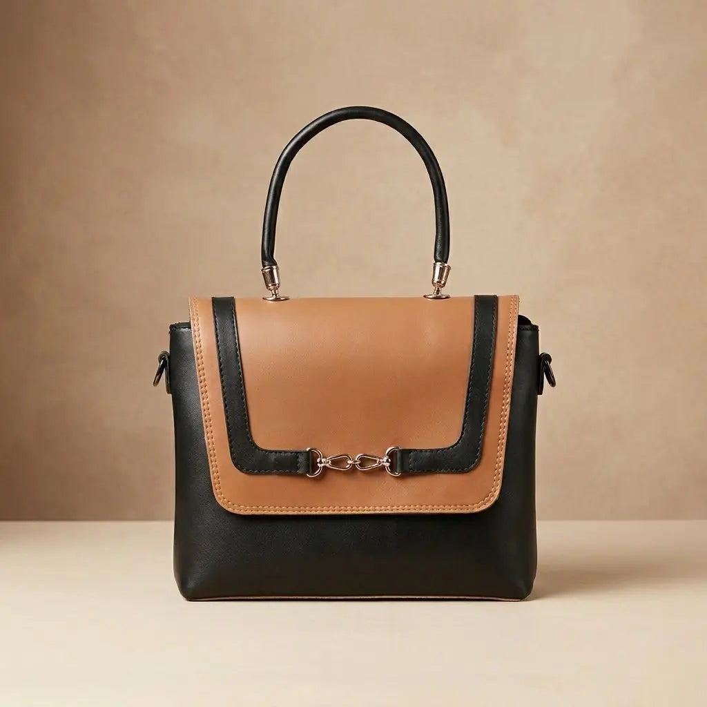 Aurielle Classic Brown & Black Handbag