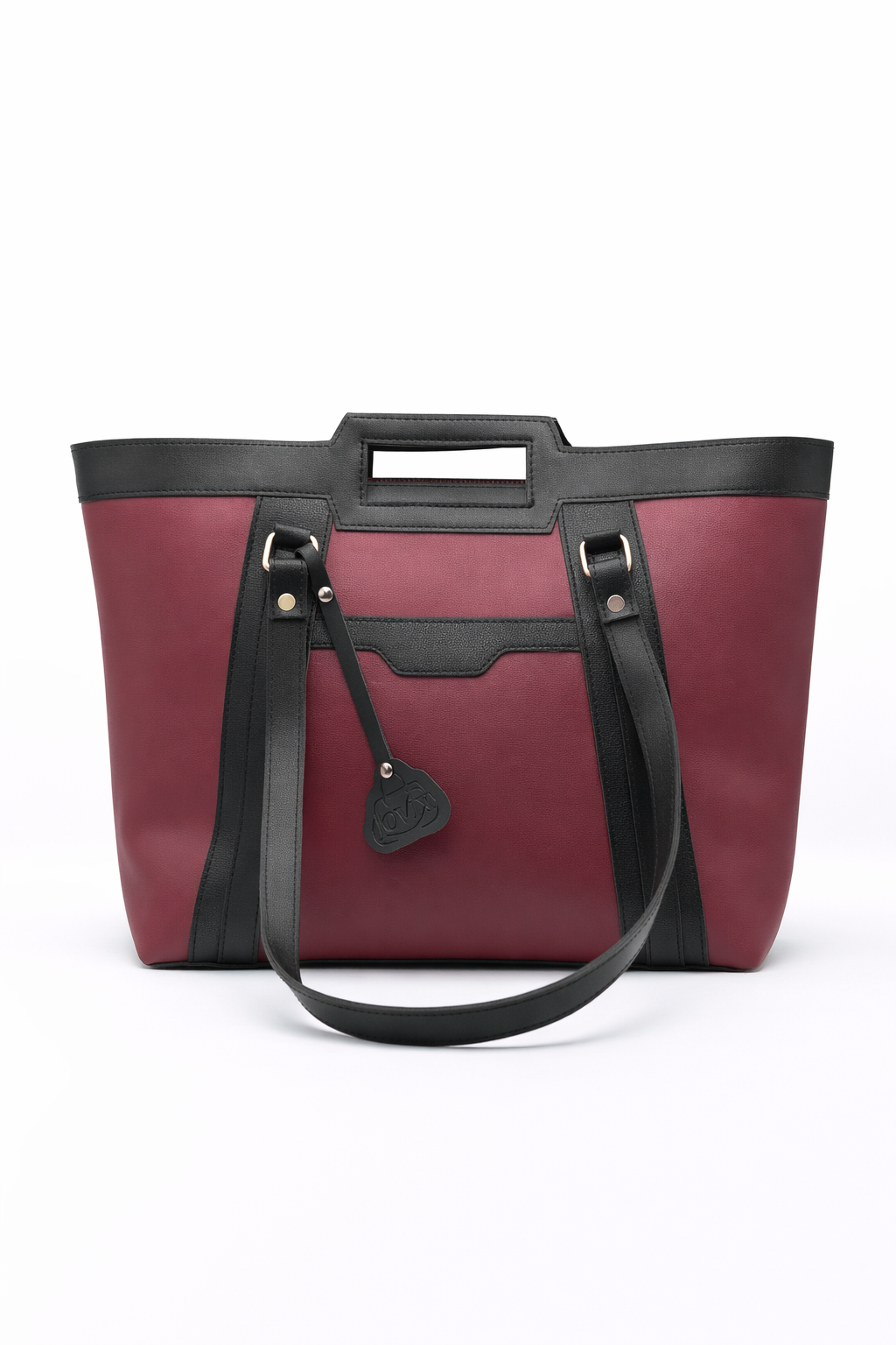 Lovix mehroon & black Grace tote bag