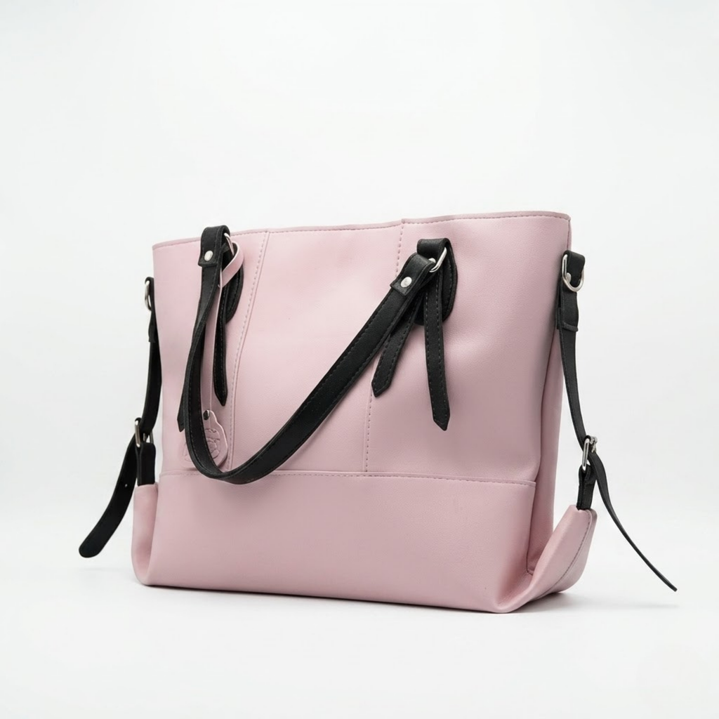 charm pink & black tote bag
