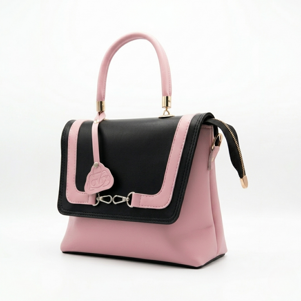 Aurielle classic pink & black handbag
