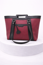 Lovix mehroon & black Grace tote bag