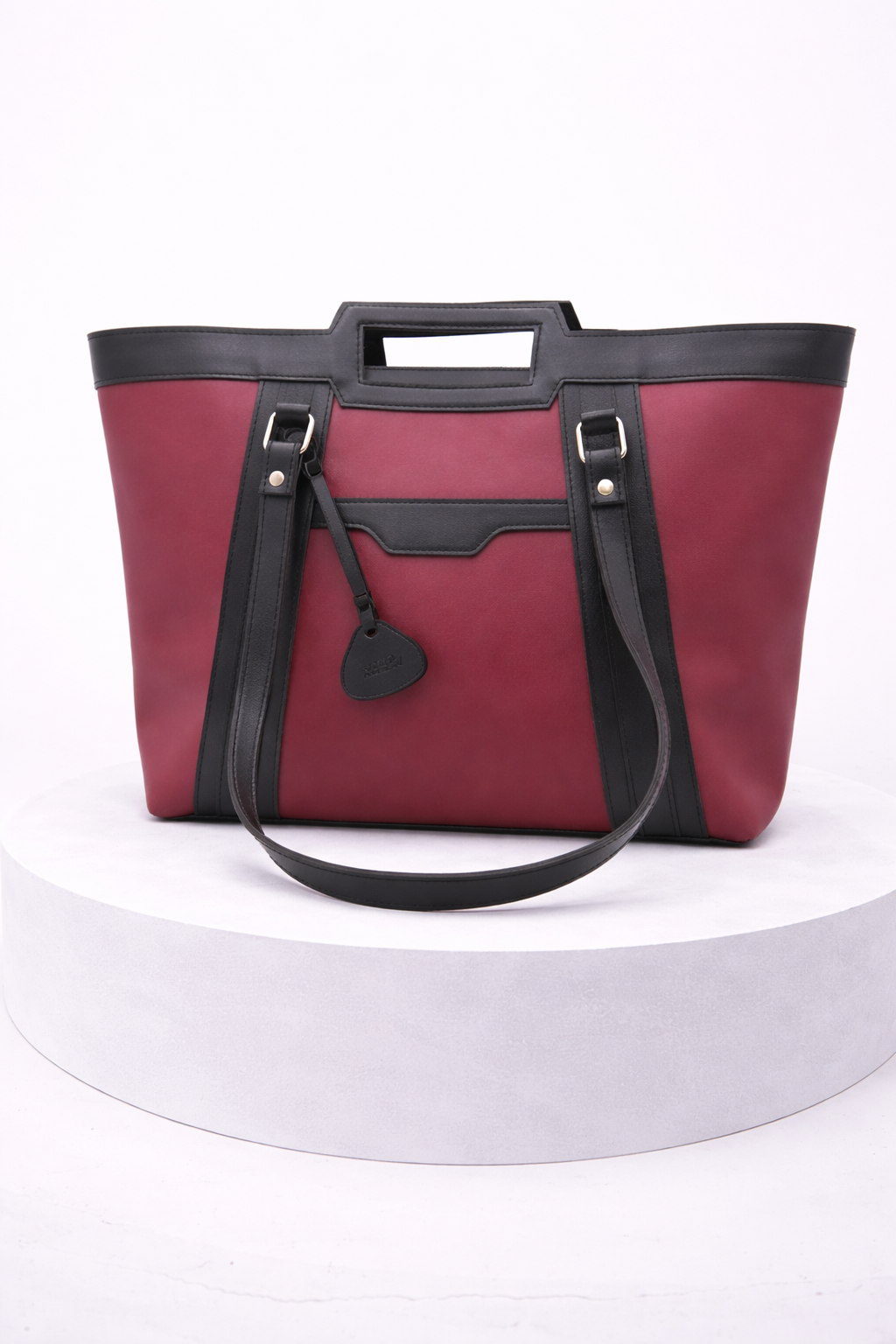 Lovix mehroon & black Grace tote bag
