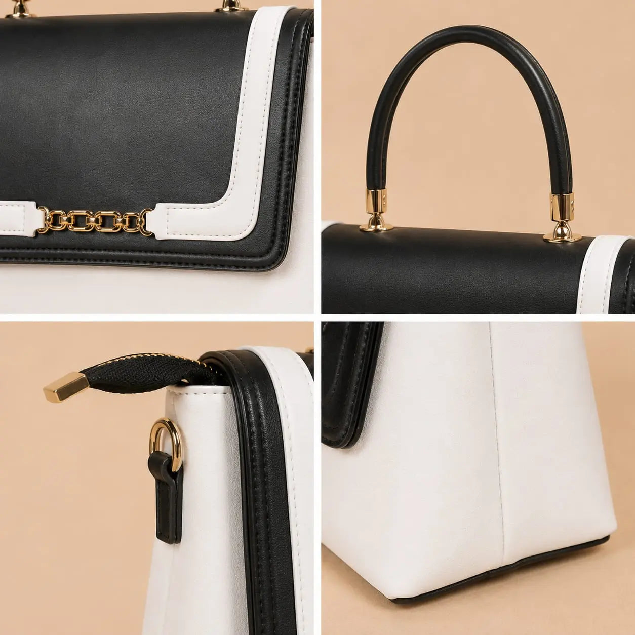 Aurielle Classic White & Black Handbag