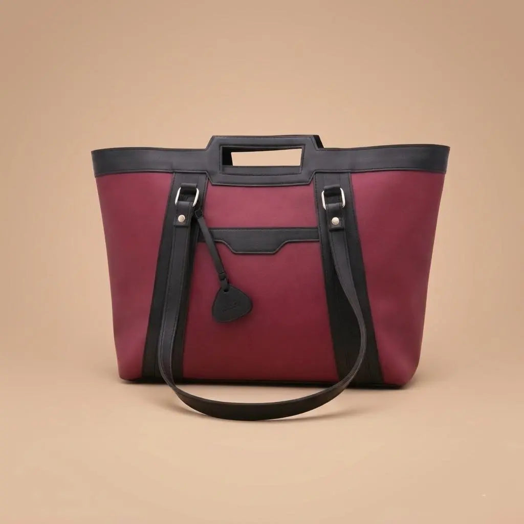 Lovix Maroon & Black Grace Tote Bag