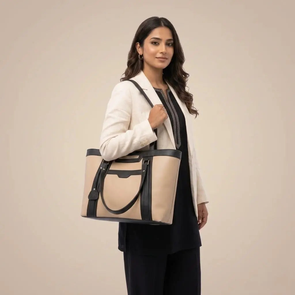 Lovix Cream & Black Grace Tote Bag