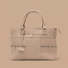 Leather Cream Tote Bag