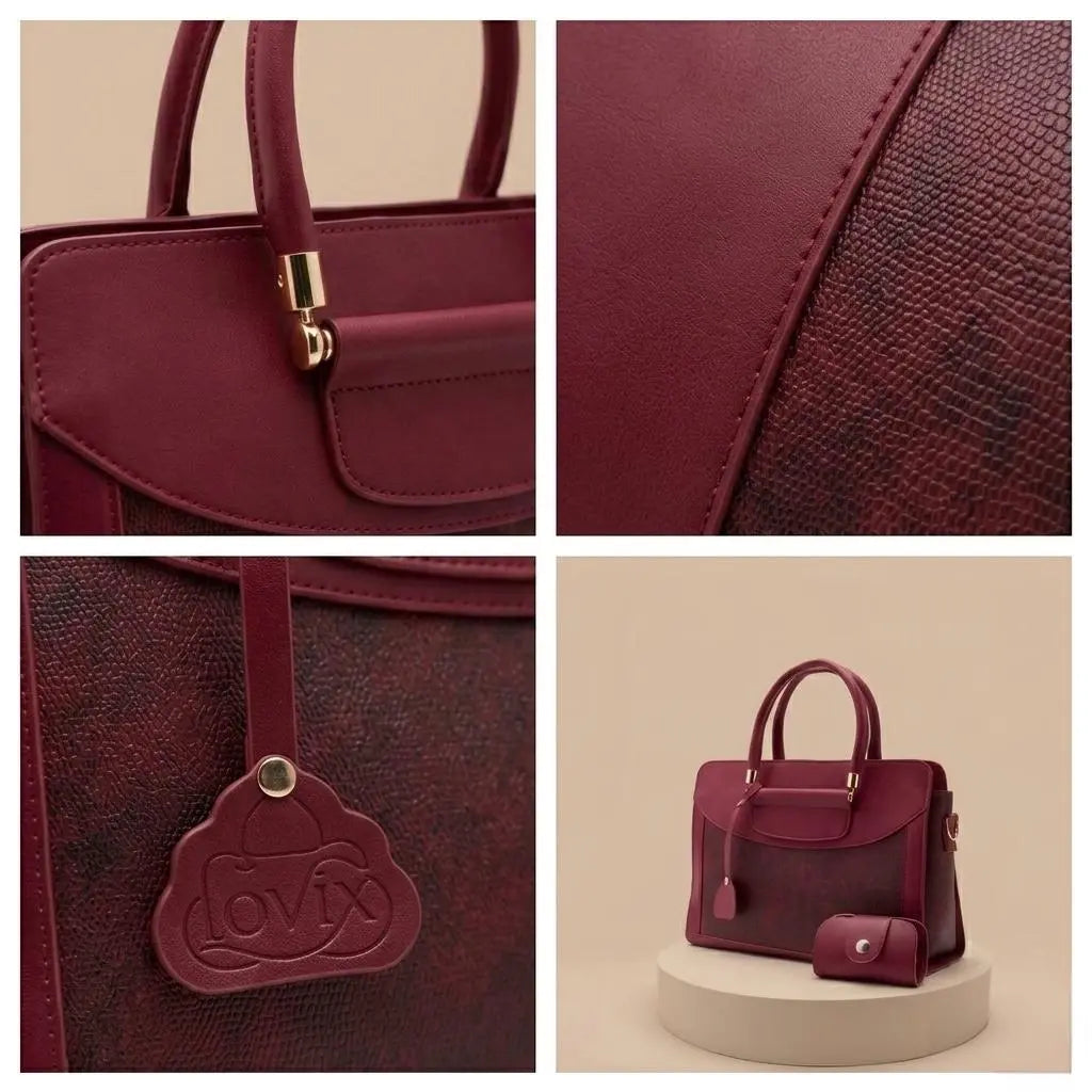 Elegant Maroon Structure Shoulder Bag