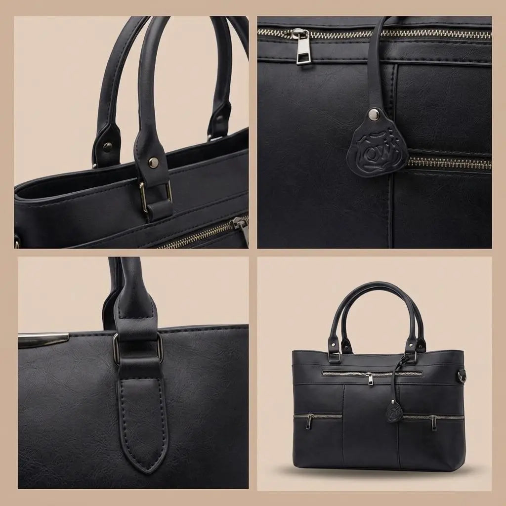 Leather Black Tote Bag