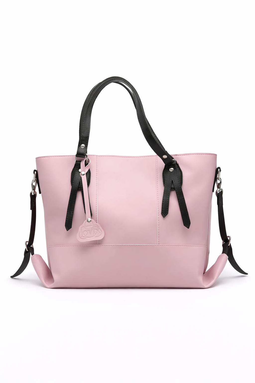 charm pink & black tote bag