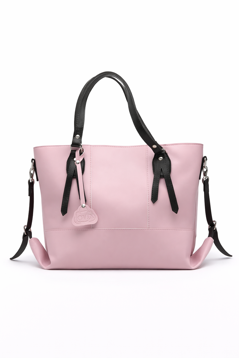 charm pink & black tote bag