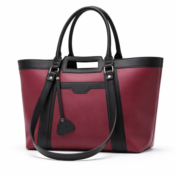 Lovix mehroon & black Grace tote bag