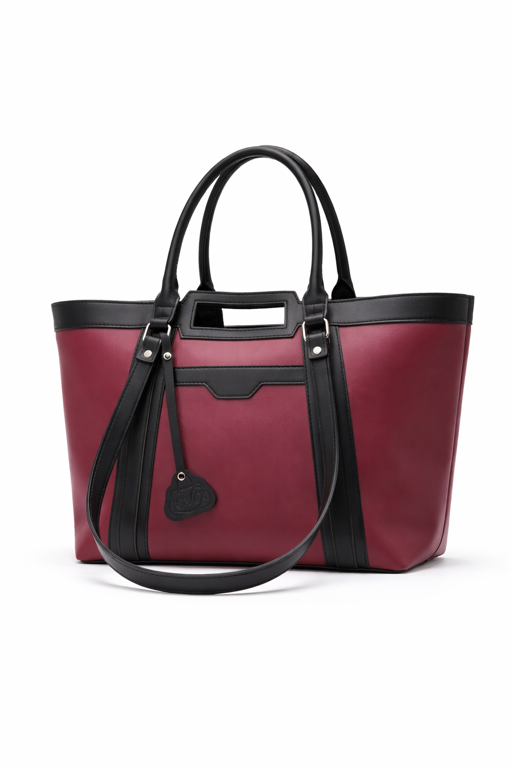 Lovix mehroon & black Grace tote bag