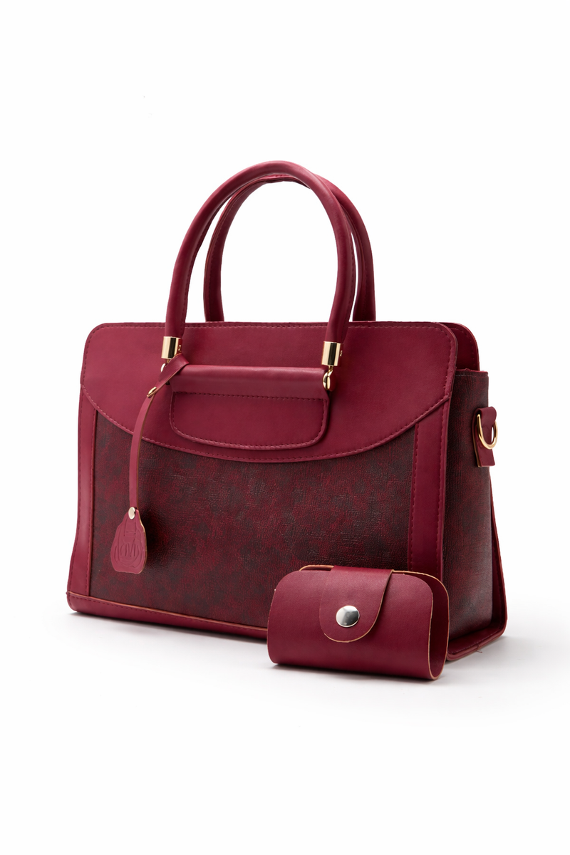 Elegant Mehroon structure shoulder Bag