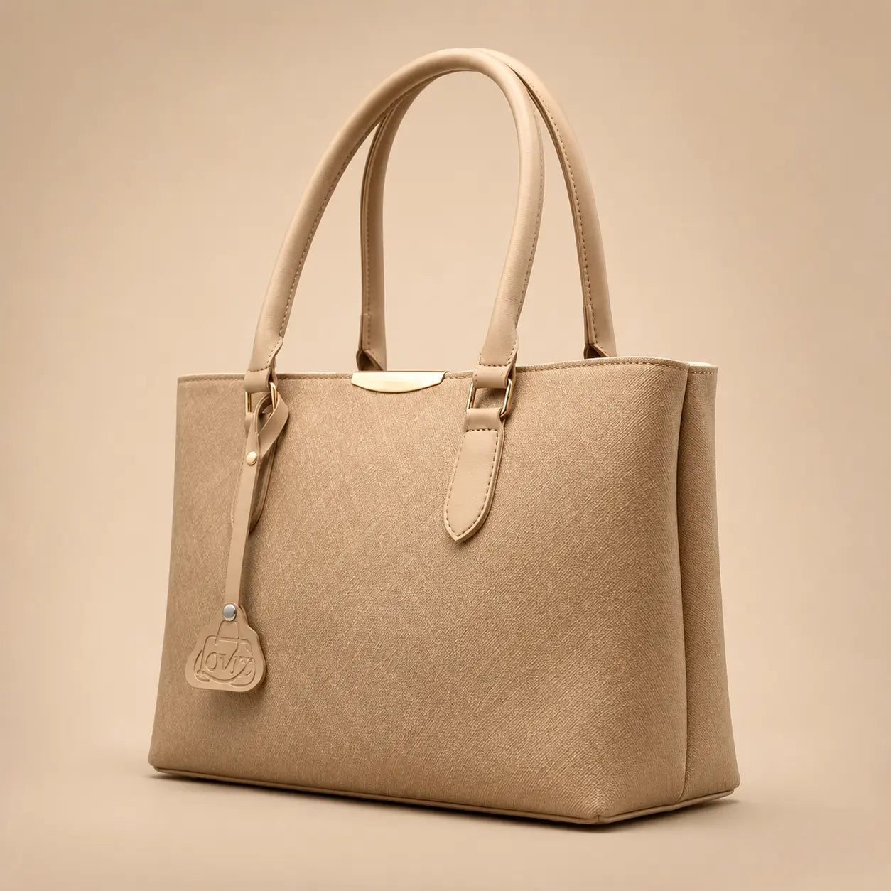 Cream Structure Shoulder Bag
